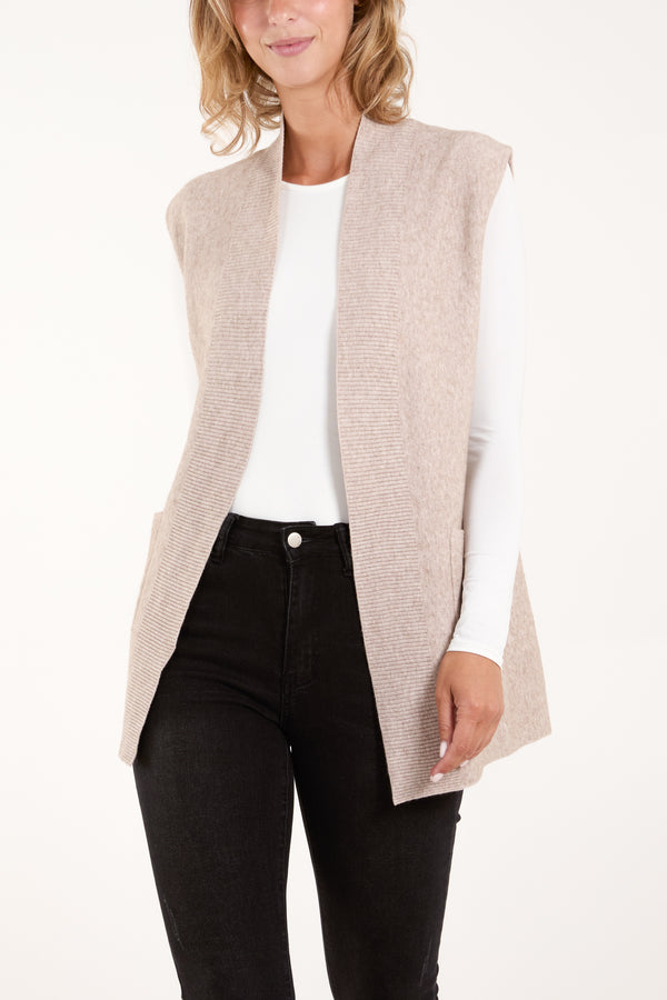 qed london Longline Pocket Knitted Waistcoat