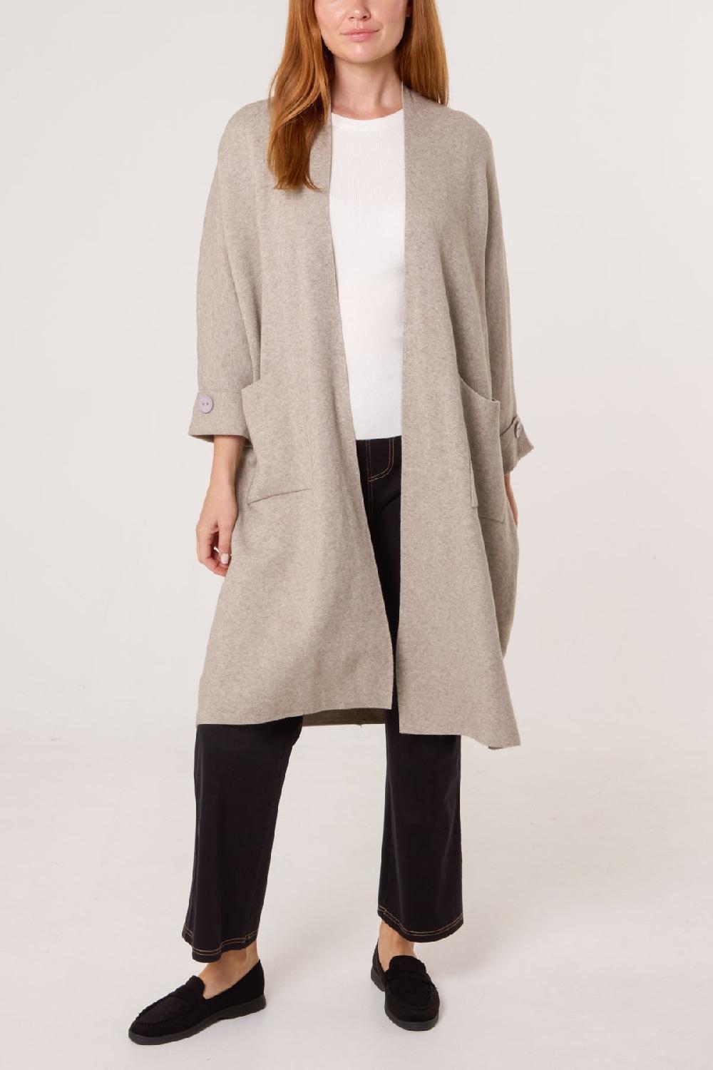 Qed London Longline Pockets Open Cardigan