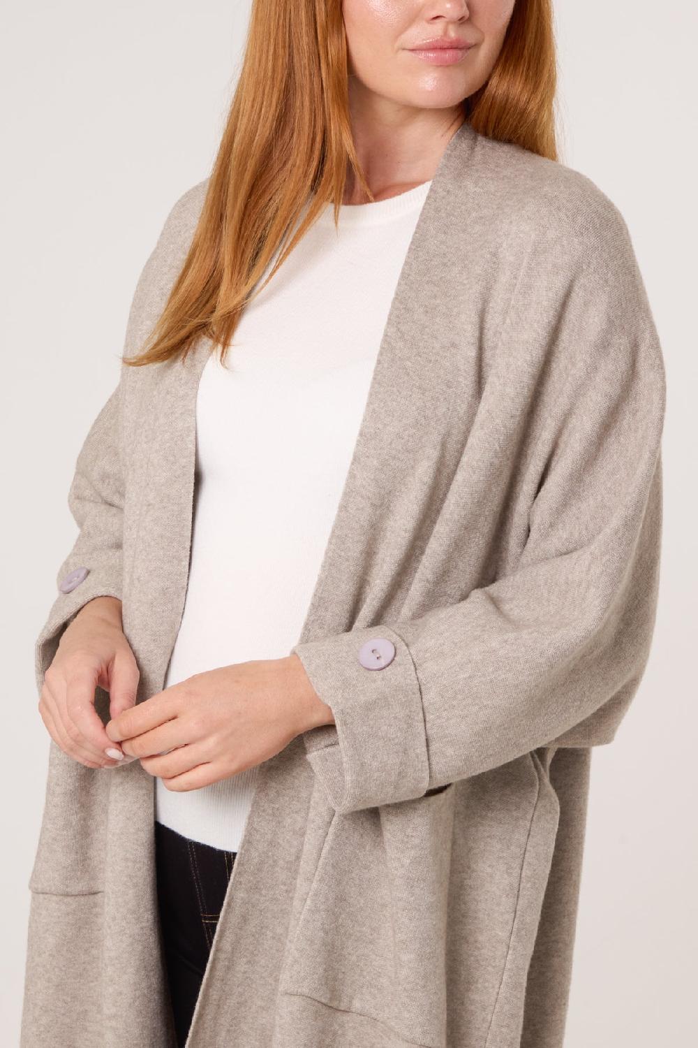 Qed London Longline Pockets Open Cardigan