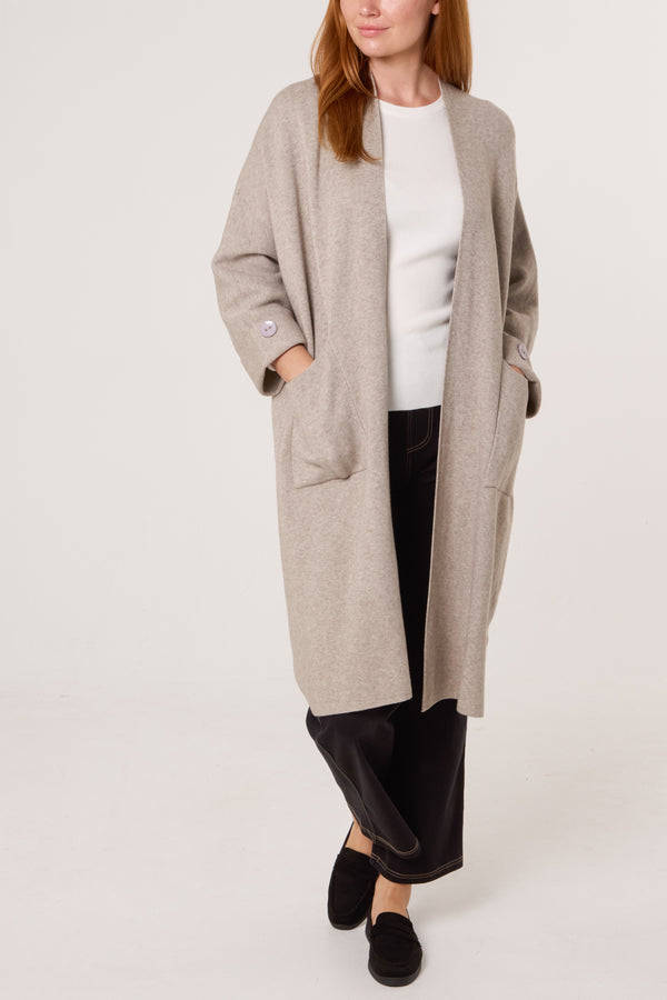 qed london Longline Pockets Open Cardigan