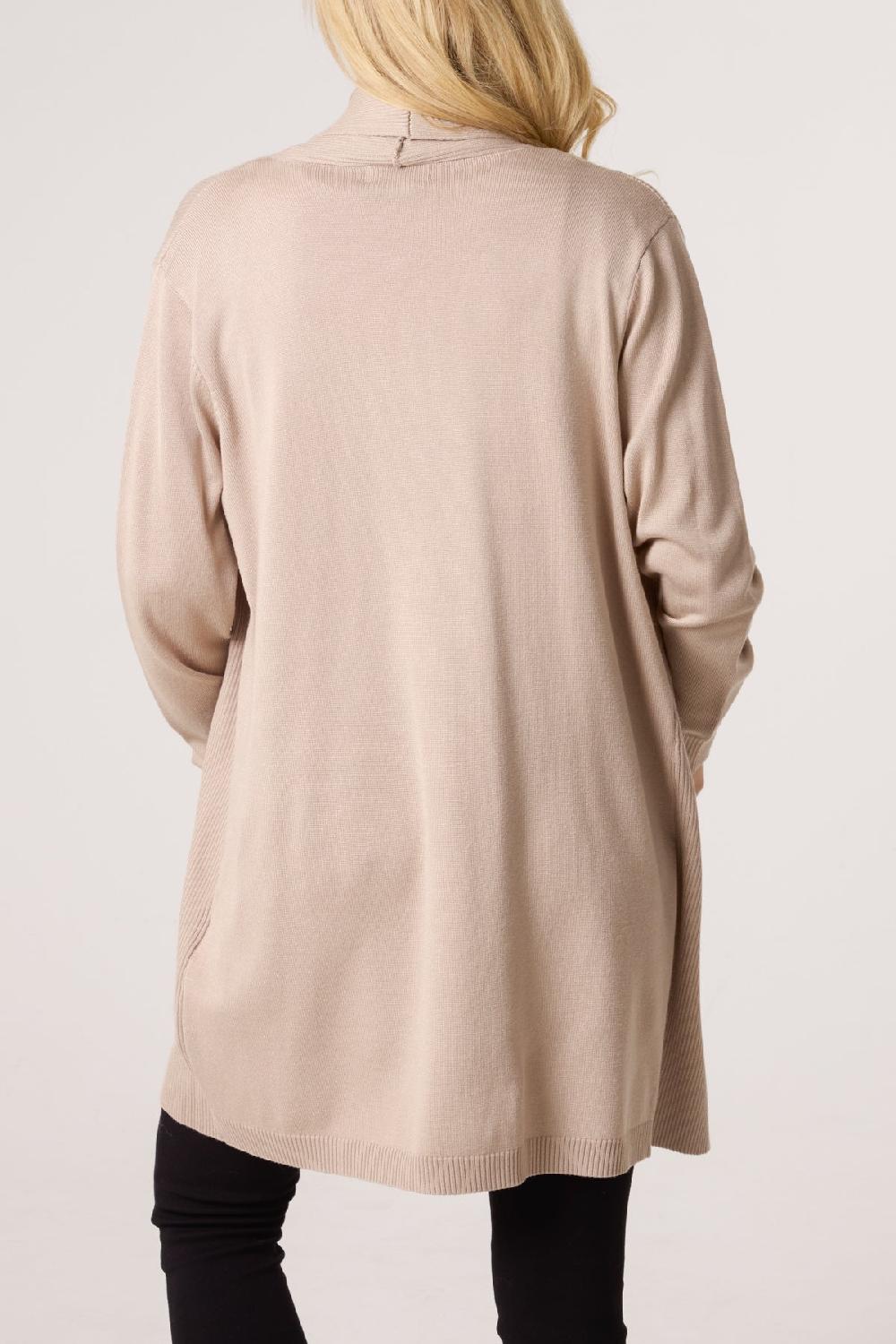 Qed London Longline Pockets Ribbed Knit Cardigan