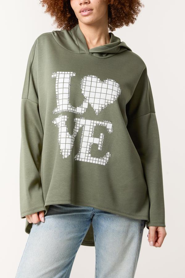 Qed London "Love" Diamante Soft Touch Hoodie