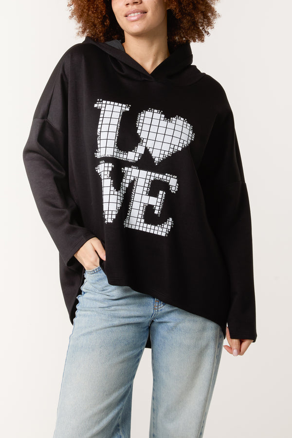 qed london "Love" Diamante Soft Touch Hoodie