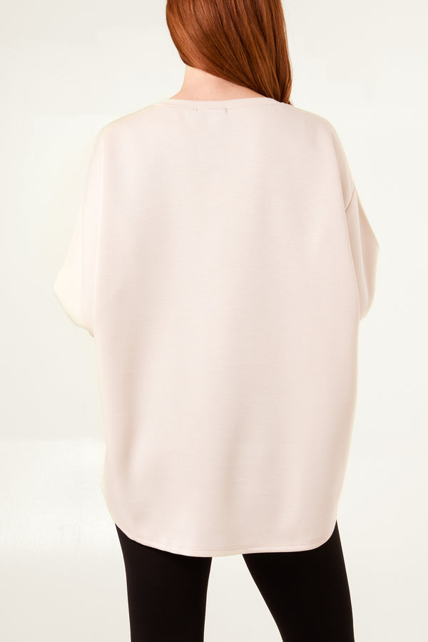 Qed London "Love" Diamante Soft Touch Sweat Top