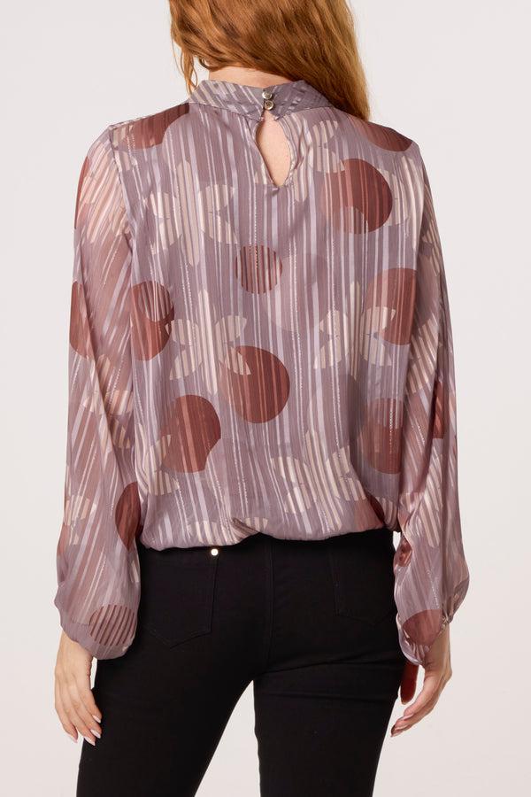 Qed London Lurex Circles High Neck Blouse