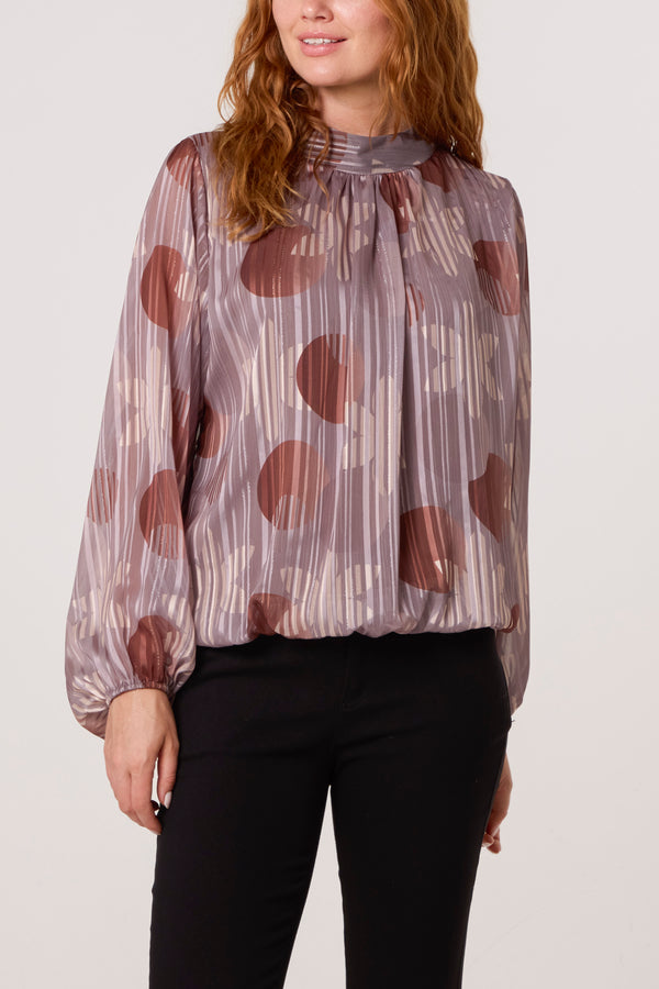 qed london Lurex Circles High Neck Blouse