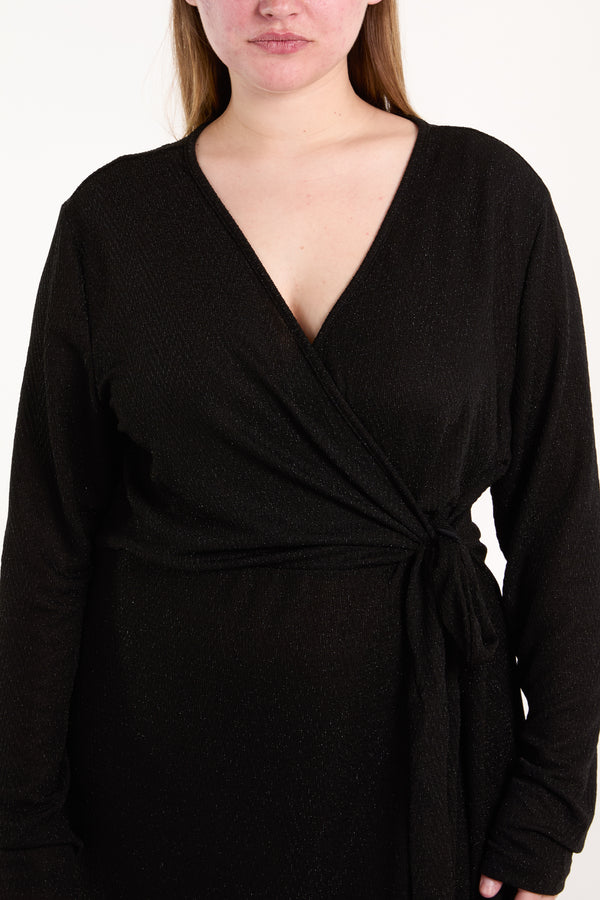 Qed London Lurex Tie Wrap Dress