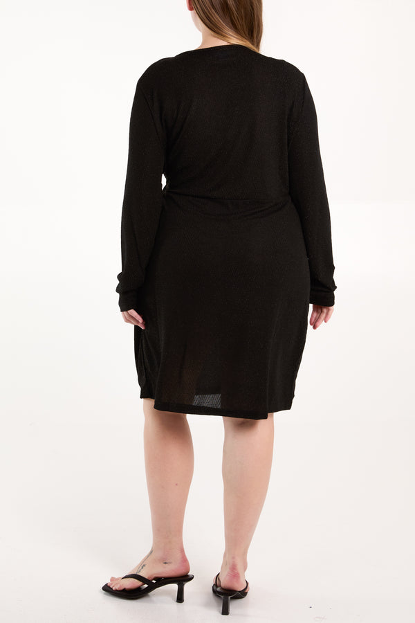 Qed London Lurex Tie Wrap Dress