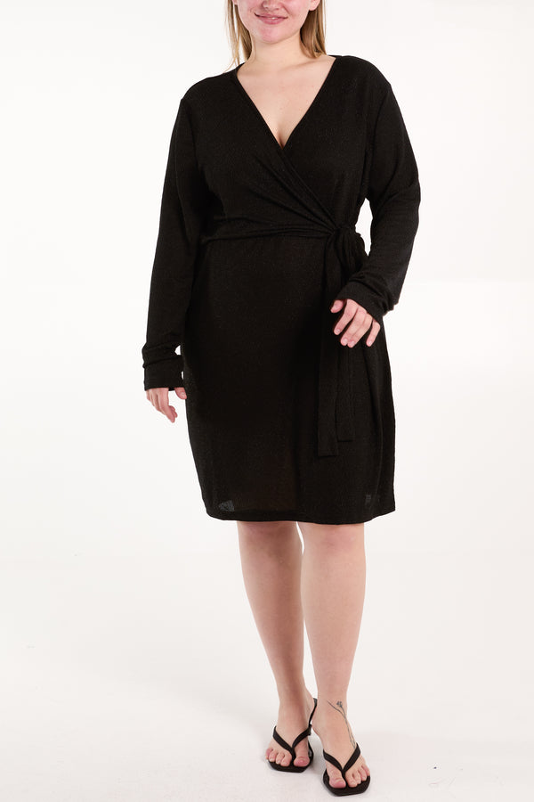 qed london Lurex Tie Wrap Dress