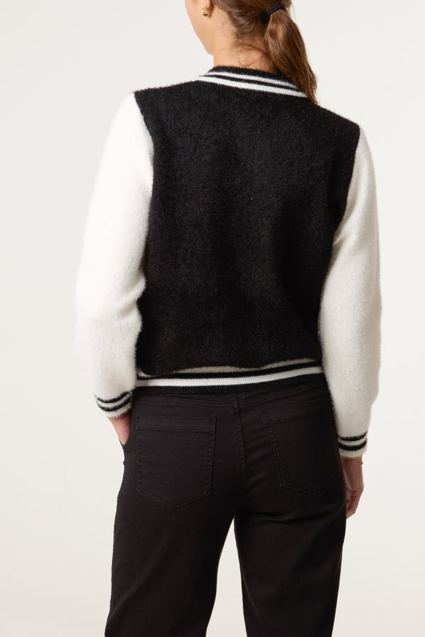 Qed London Luxury Knit Zip-Up Bomber Jacket