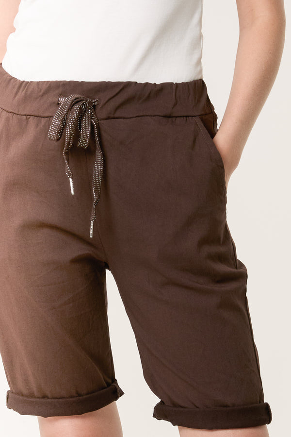 Qed London Magic Plain Drawstring Crushed Shorts