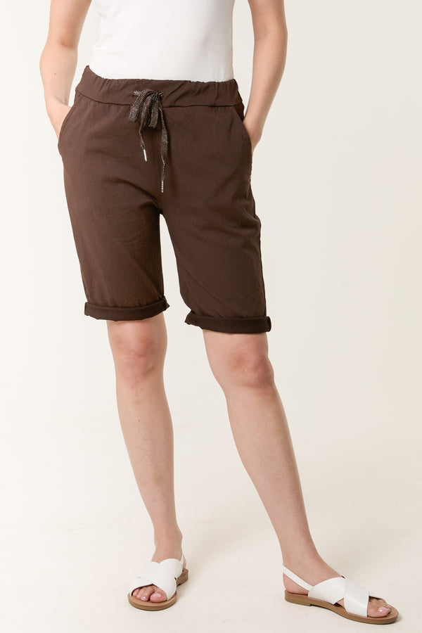 qed london Magic Plain Drawstring Crushed Shorts