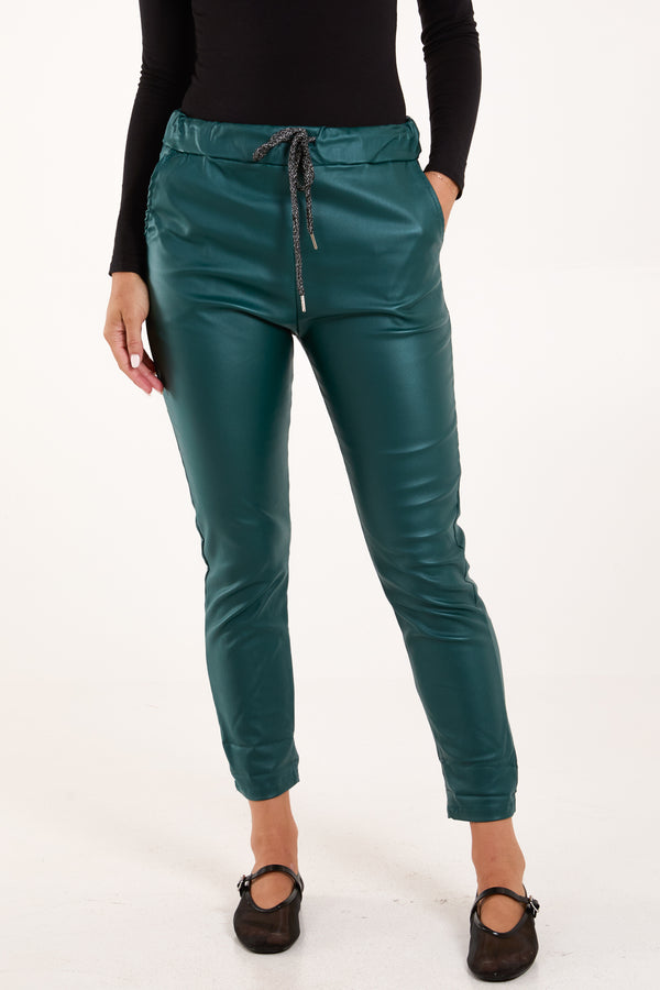 Qed London Magic Stretch PU Coated Trousers