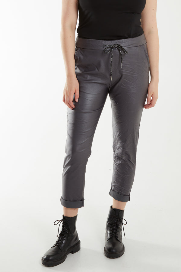 Qed London Magic Stretch PU Coated Trousers (XL)