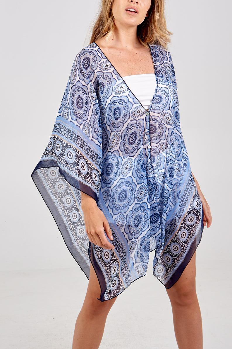 qed london Mandala Flower Print Kaftan