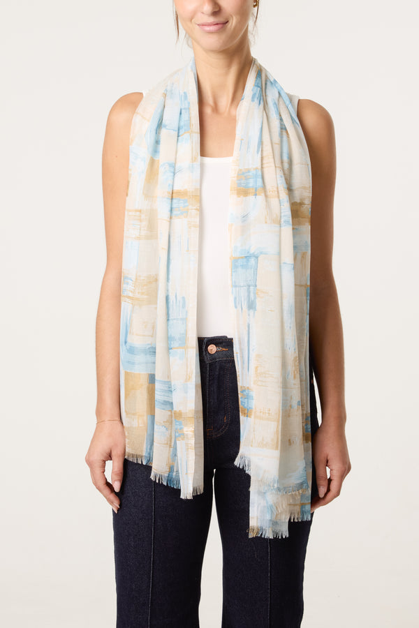 qed london Marble Print Scarf