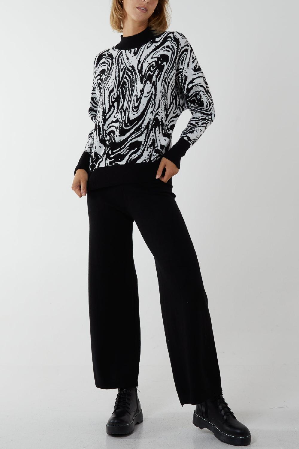 Qed London Marble Swirl Batwing Jumper