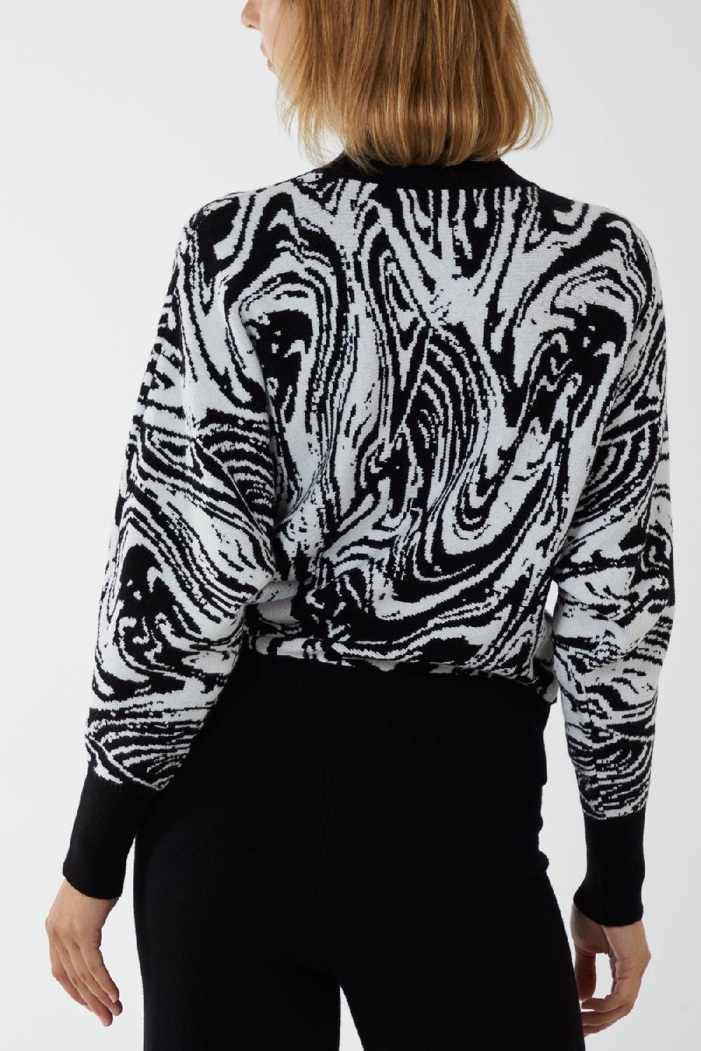 Qed London Marble Swirl Batwing Jumper