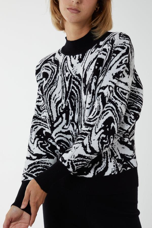 qed london Marble Swirl Batwing Jumper