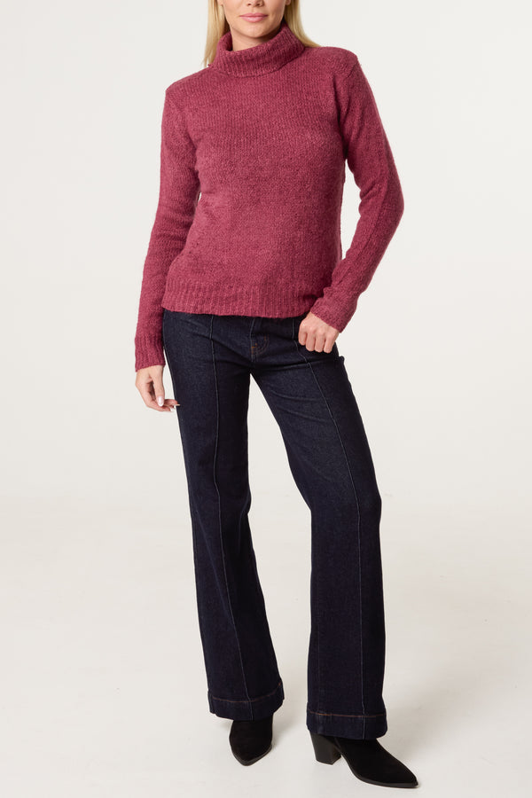 Qed London Maroon Roll Neck Thick Knit Jumper