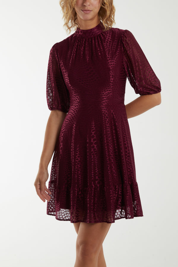 Qed London Mesh Detail High Neck Mini Dress