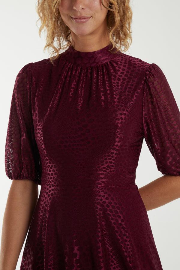 Qed London Mesh Detail High Neck Mini Dress
