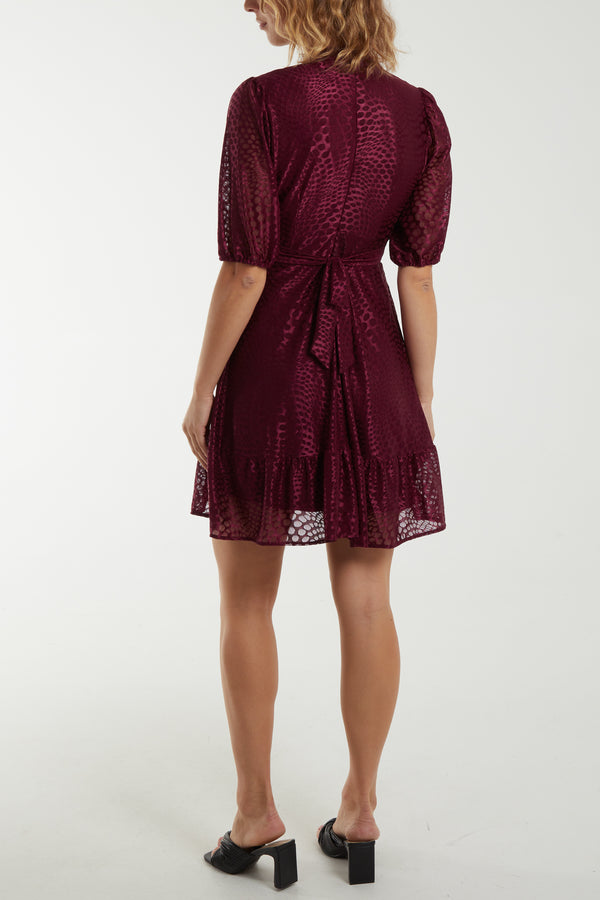 Qed London Mesh Detail High Neck Mini Dress