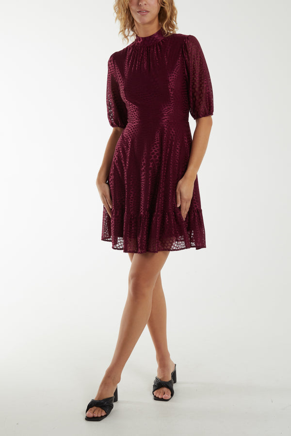 Qed London Mesh Detail High Neck Mini Dress