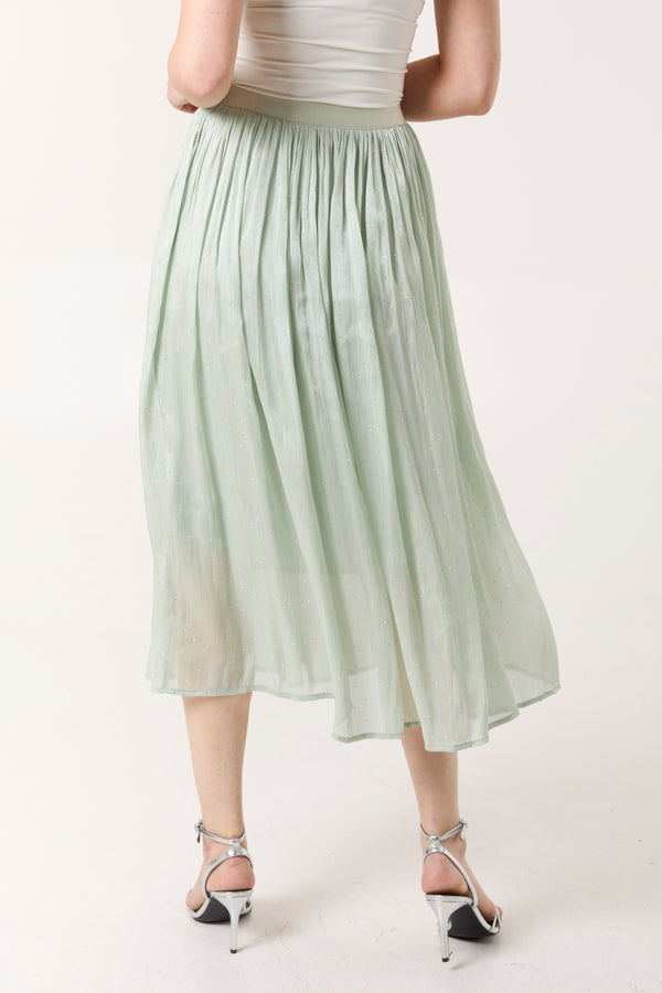 Qed London Mesh Shimmer Midi Skirt