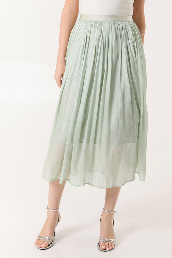 qed london Mesh Shimmer Midi Skirt