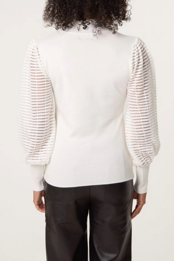Qed London Mesh Sleeve High Neck Knit Top