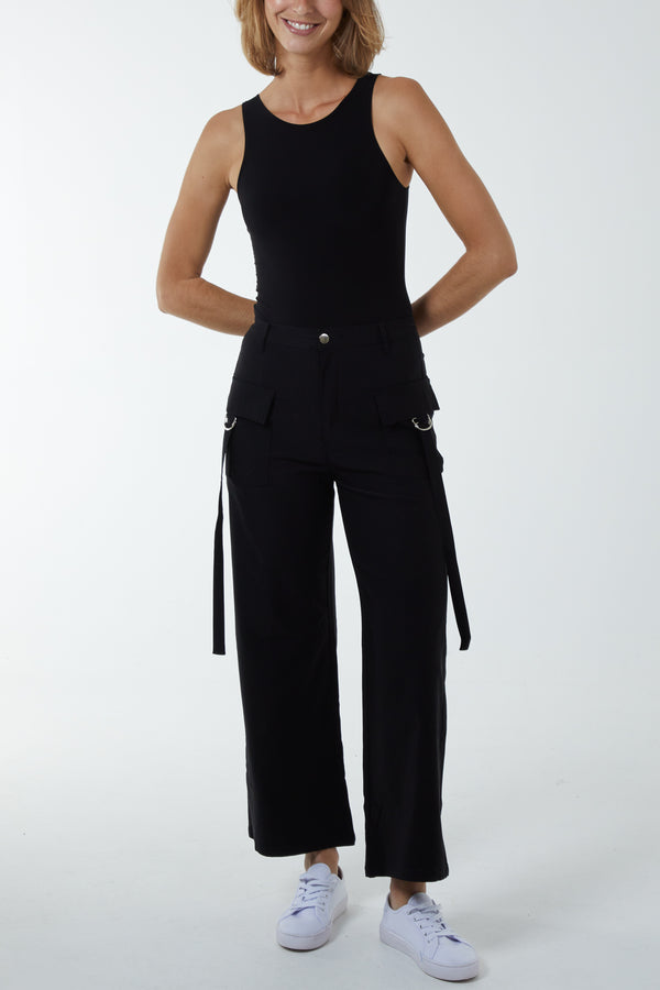 Qed London Metal Pocket Detail Utility Cargos