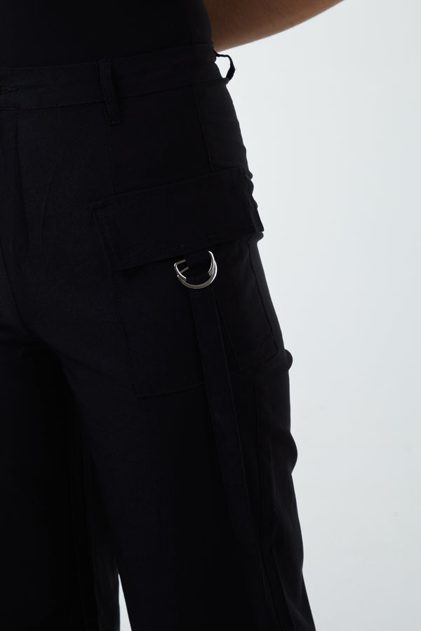 Qed London Metal Pocket Detail Utility Cargos