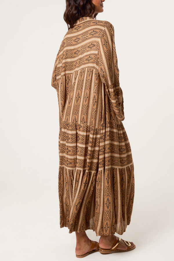 Qed London Metallic Aztec Tunic Long Dress