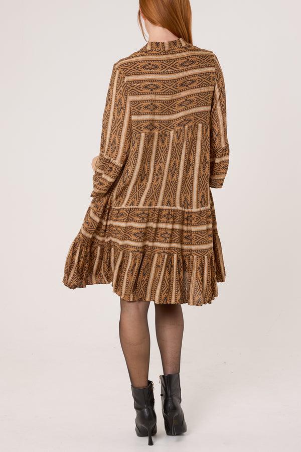 Qed London Metallic Aztec Tunic Mini Dress
