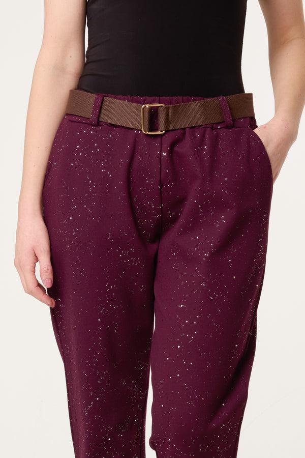 Qed London Metallic Glitter Jersey Trousers