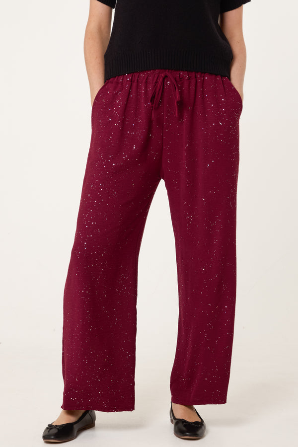 qed london Metallic Glitter Wide Leg Trousers