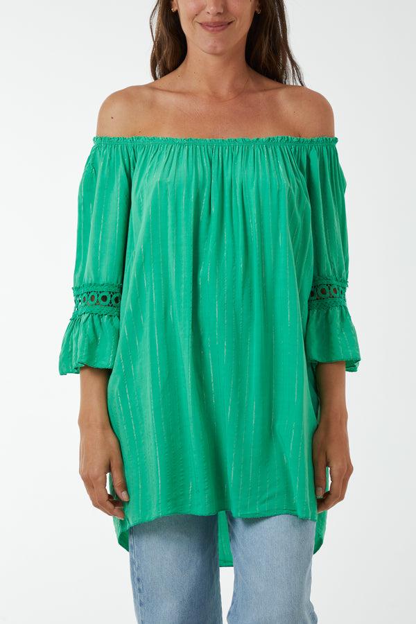 Qed London Metallic Stripe Bardot Top