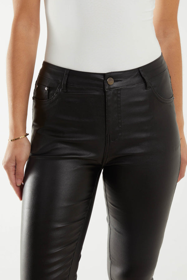 Qed London Mid Rise Faux Leather Skinny Jeans