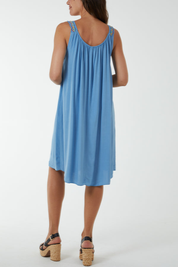 Qed London Mini Dress With Crochet Strap Detail