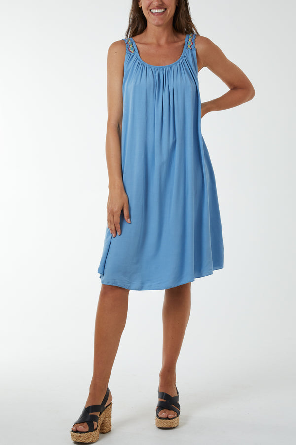 Qed London Mini Dress With Crochet Strap Detail