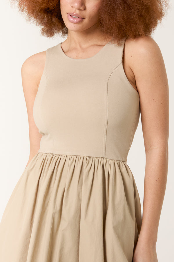 Qed London Mix Fabric Midi Dress