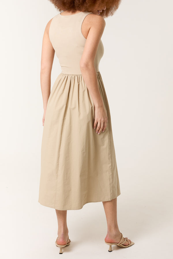 Qed London Mix Fabric Midi Dress