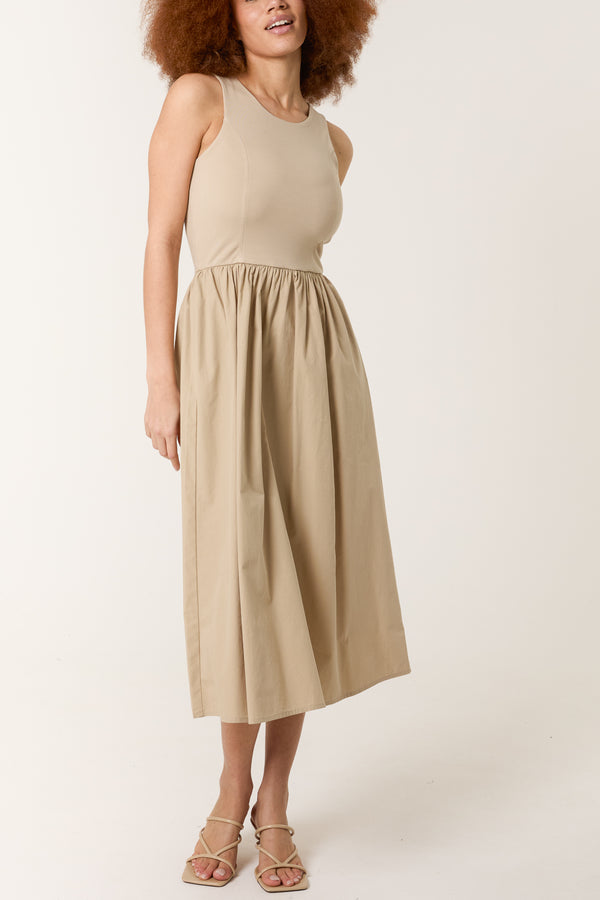 qed london Mix Fabric Midi Dress