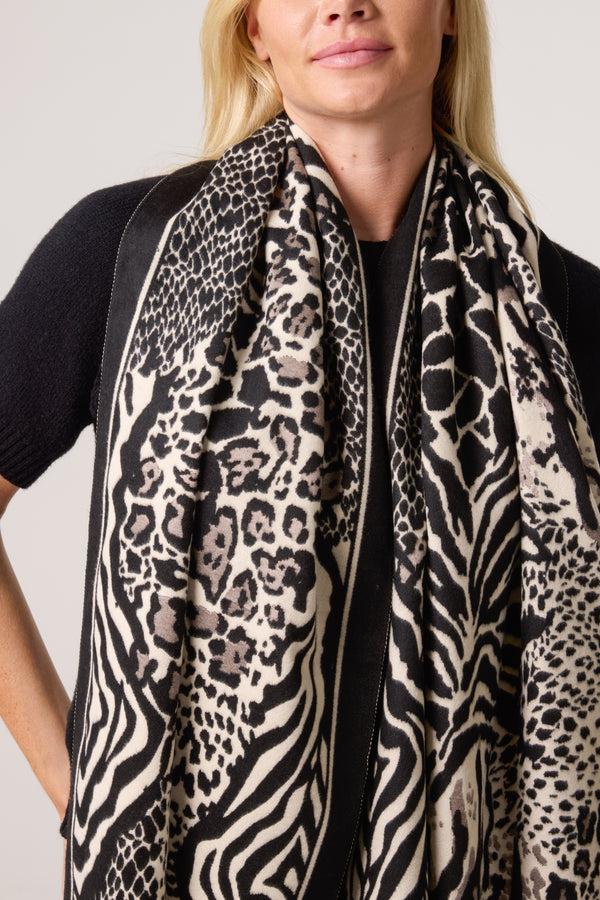 Qed London Mixed Animal Print Scarf