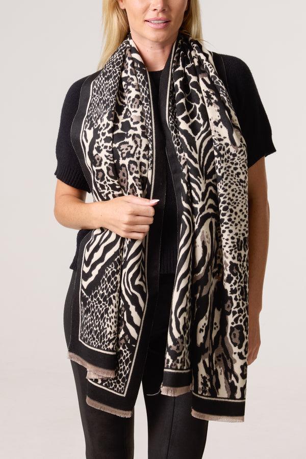 Qed London Mixed Animal Print Scarf