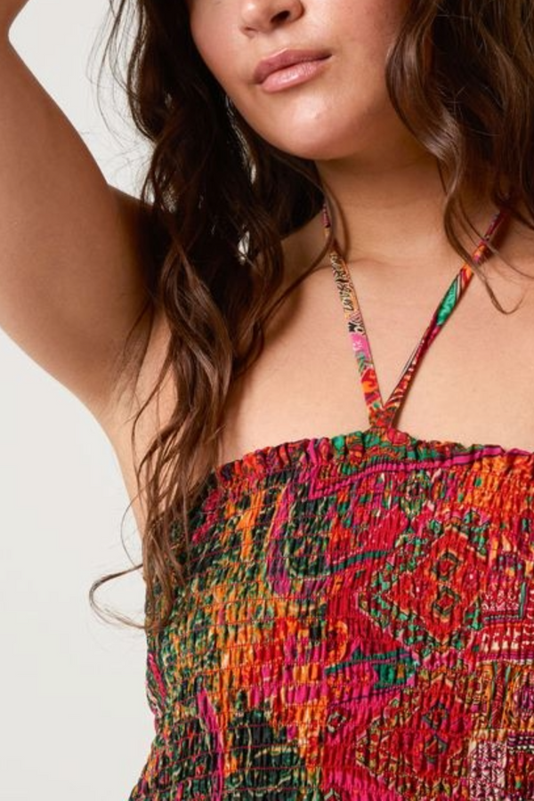 Qed London Mixed Print Artsilk Halterneck Dress