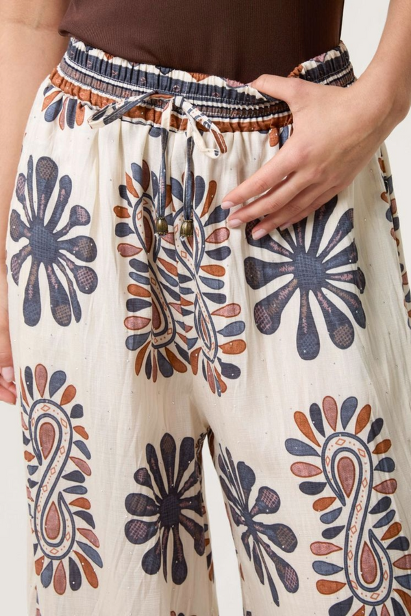 Qed London Mixed Print Wide-Leg Trousers