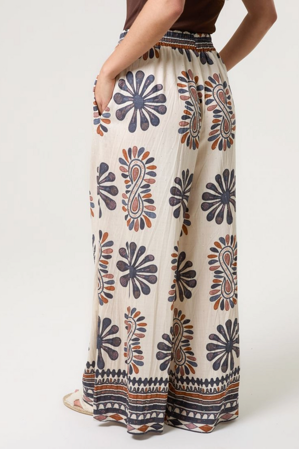 Qed London Mixed Print Wide-Leg Trousers