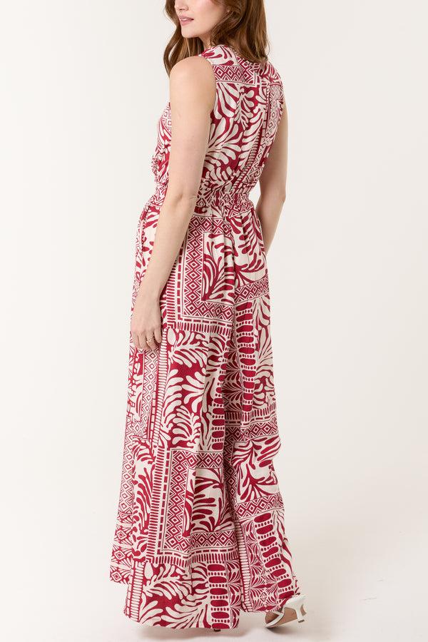 Qed London Mixed Print Wrap Front Jumpsuit